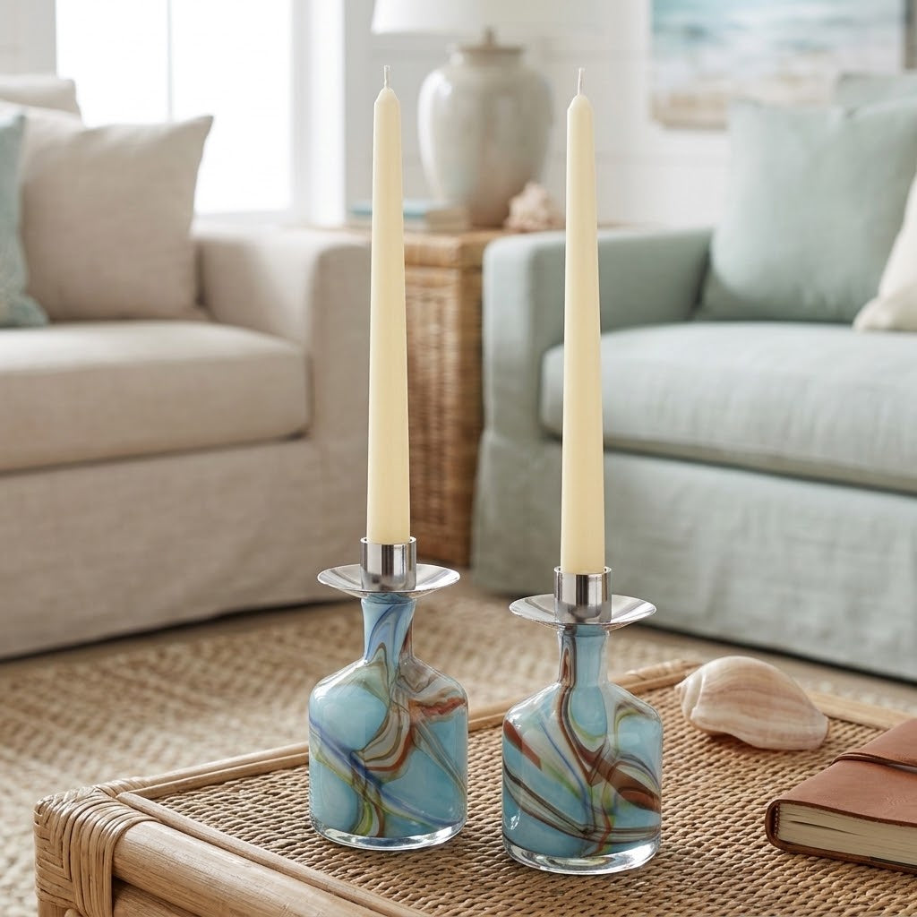 Pair of Taper Candle Holders in Oceanic
