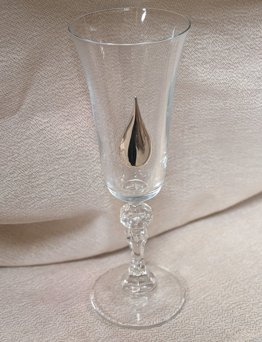Champagne Glass set of 6 with Teardrop Design