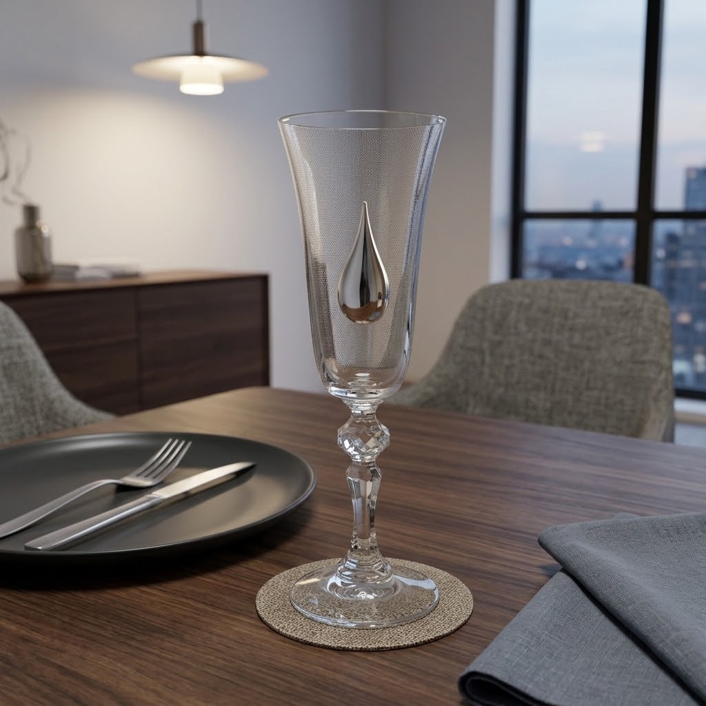 Champagne Glass set of 6 with Teardrop Design