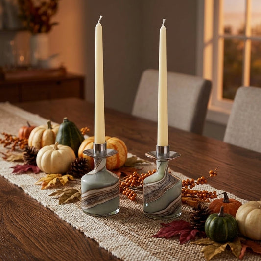 Pair of Taper Candle Holders in Smoked Meadows