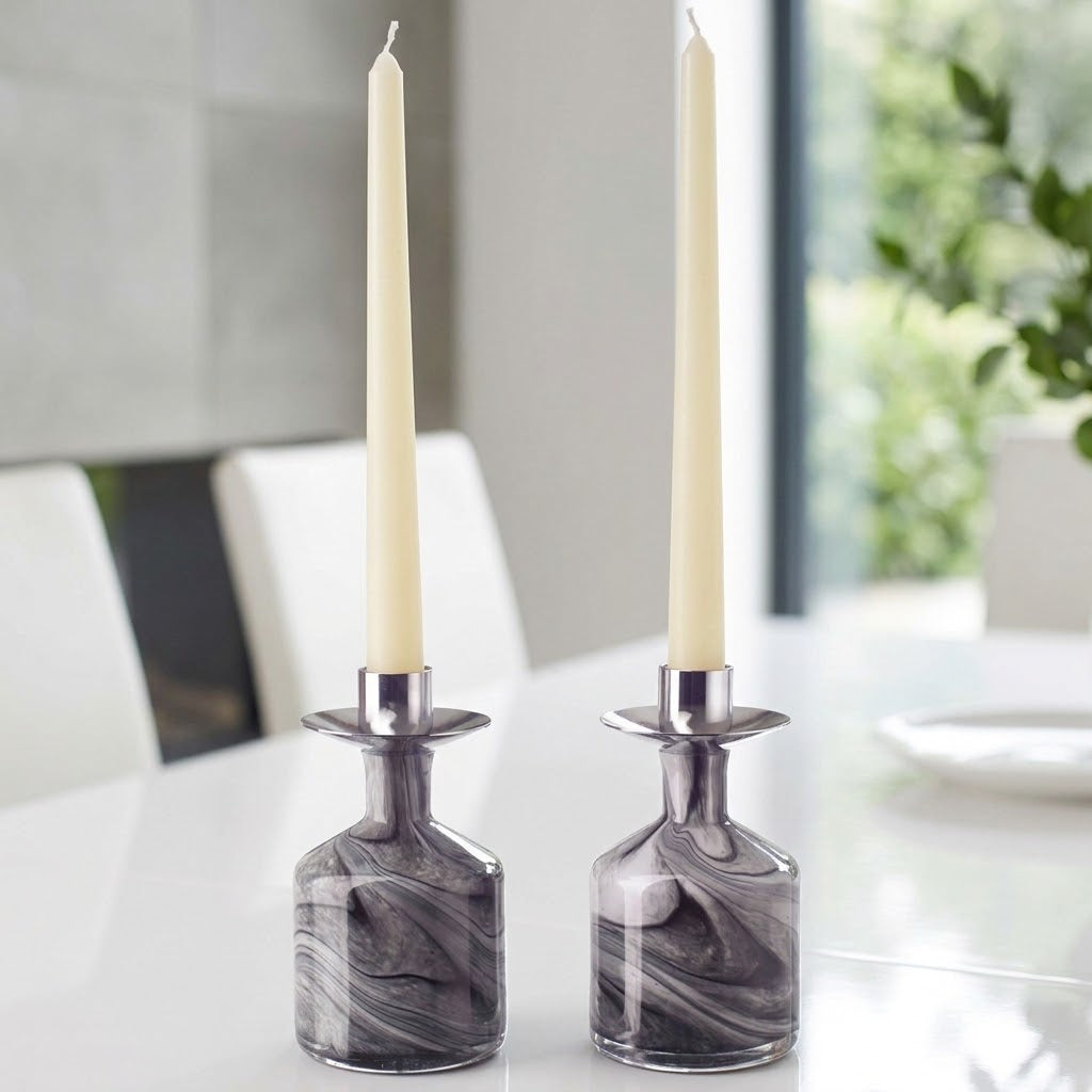 Pair of Taper Candle Holders in Night Sky
