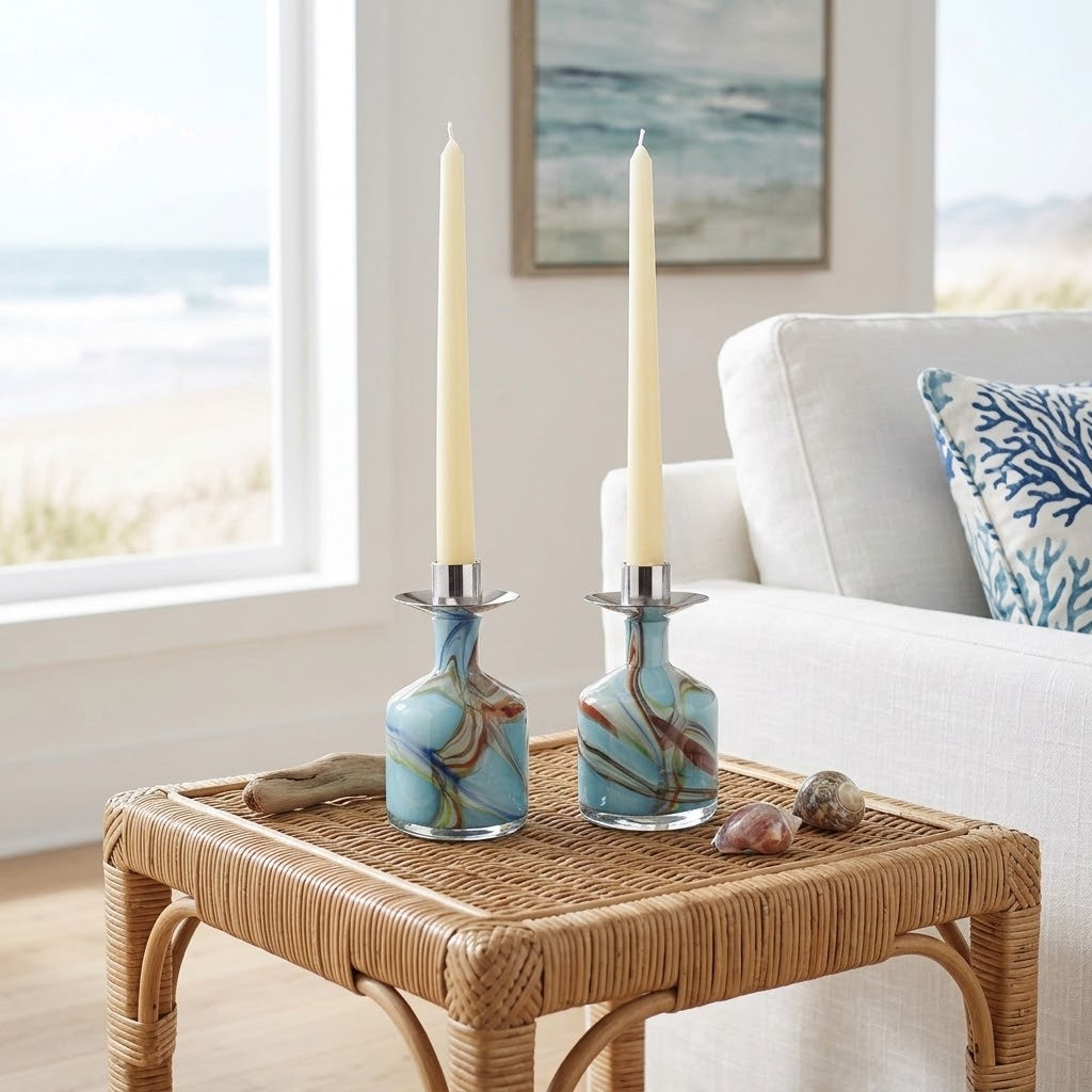 Pair of Taper Candle Holders in Oceanic