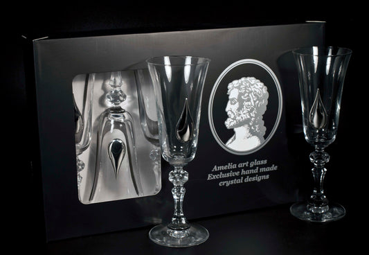 Champagne Glass set of 6 with Teardrop Design