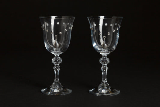 Wine Glass set of 6 with Teardrop and Diamante Crystal Design