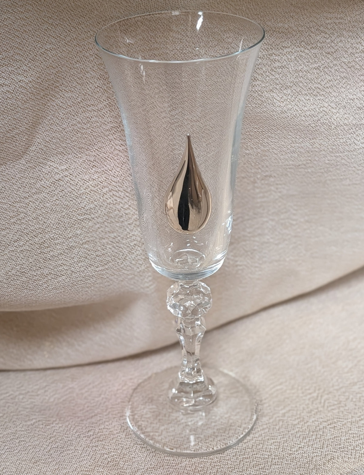 Champagne Glass set of 6 with Teardrop Design