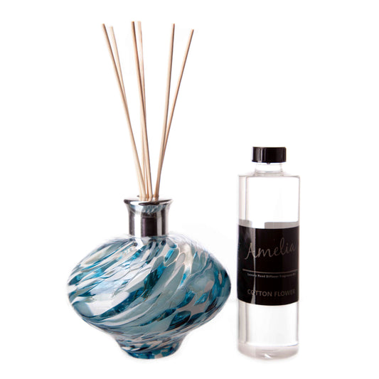 Oval Reed Diffuser - Turquoise Blue and White