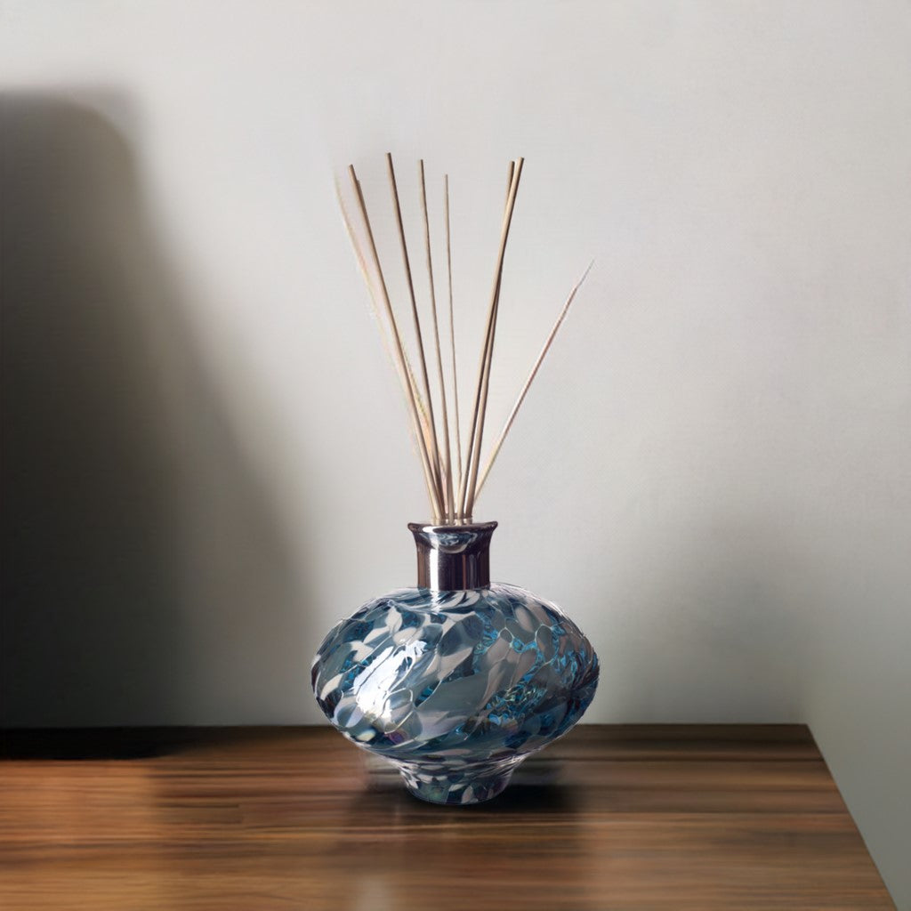Oval Reed Diffuser - Turquoise Blue and White