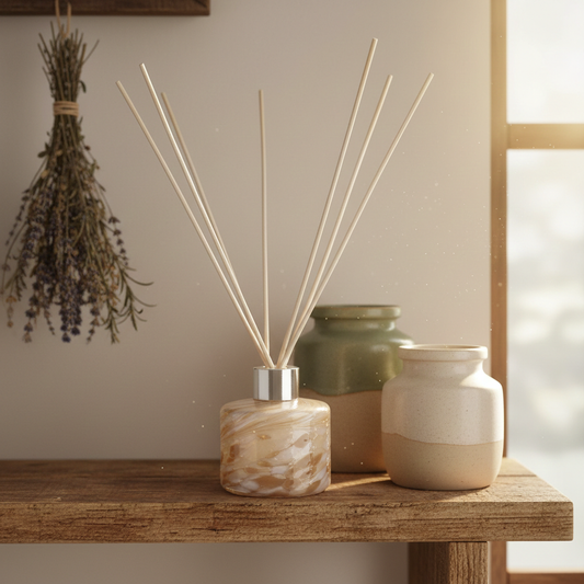 Small Cylinder Reed Diffuser - Champagne & White