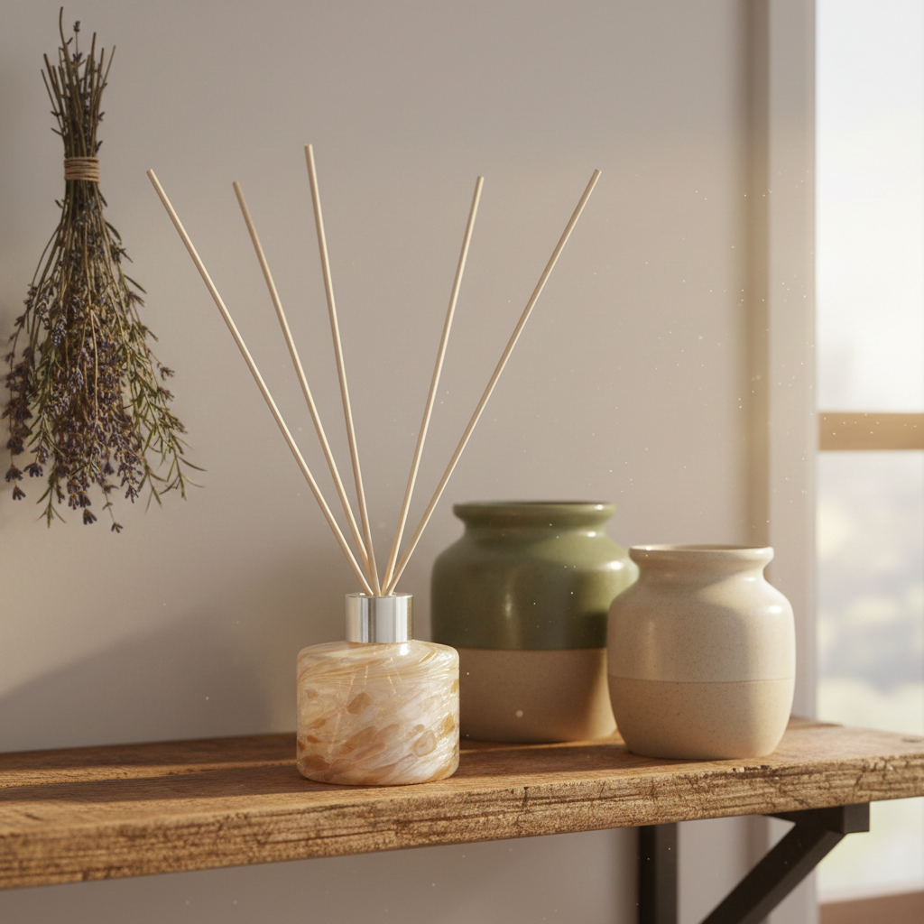 Small Cylinder Reed Diffuser - Champagne & White