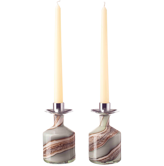 Pair of Taper Candle Holders in Smoked Meadows