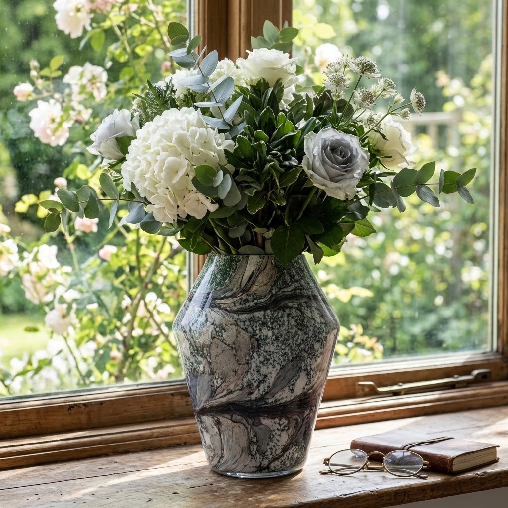 Diamond Vase 26cm - Peacock Lustre