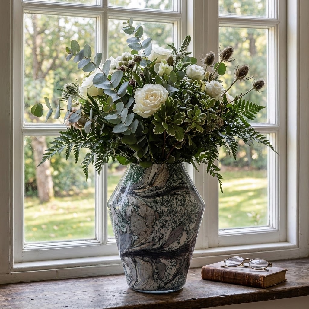 Diamond Vase 26cm - Peacock Lustre