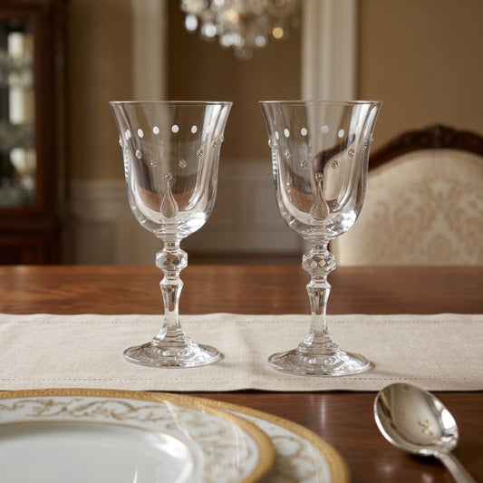 Wine Glass set of 6 with Teardrop and Diamante Crystal Design